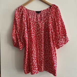 Jcrew New With Tags Red Flower Blouse